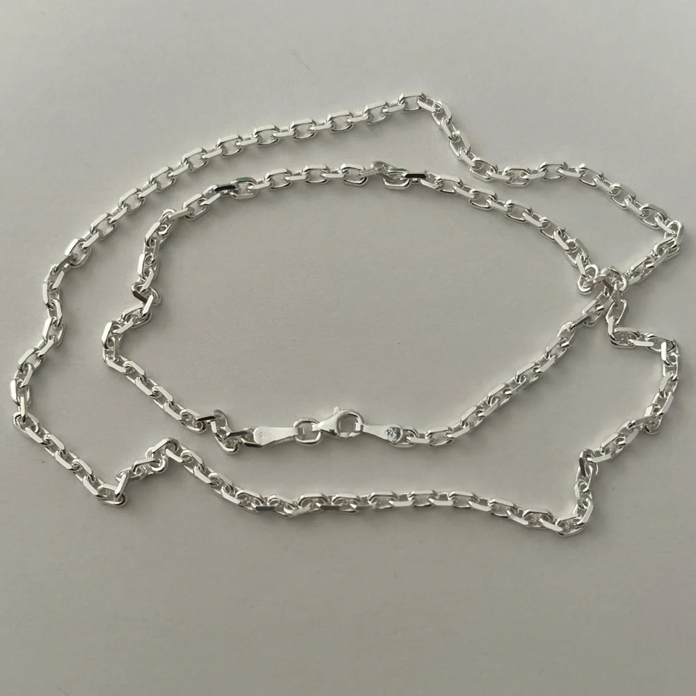 925 silver 3mm 21.75 inches necklace unisex Link chain